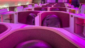Virgin Atlantic Upper Class seat storage, LHR to JFK